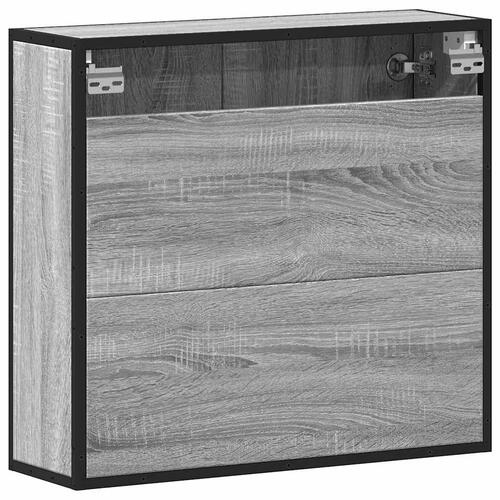 Skab med spejl 65x20x60 cm konstrueret træ grå sonoma-eg
