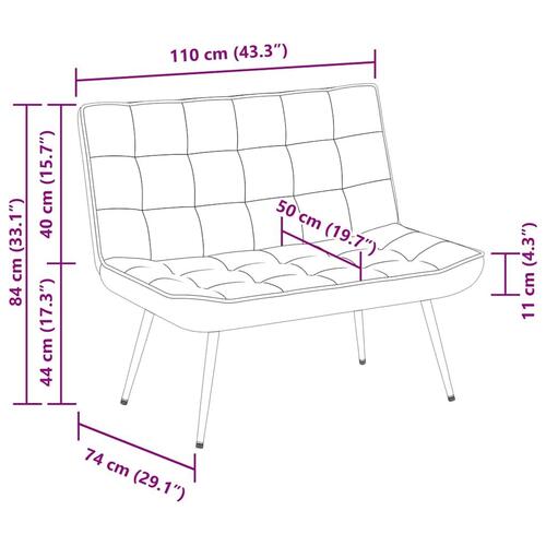 Bænk 110x74x84 cm velour blå