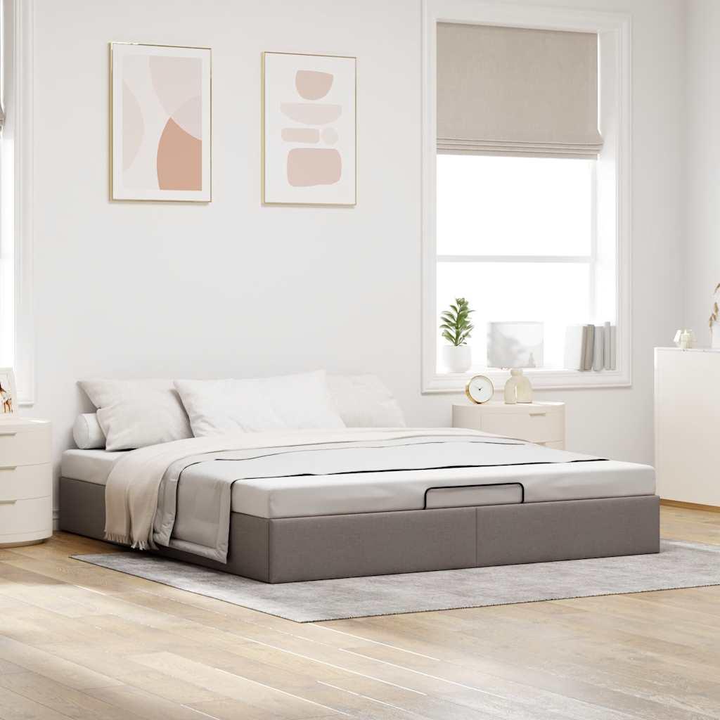 Osmannisk sengeramme uden madras 180x200 cm stof gråbrun billede