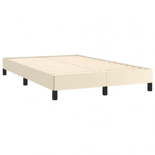 Sengeramme i kunstlæder 120x190 cm - cremefarvet enkeltseng