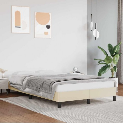 Sengeramme i kunstlæder 120x190 cm - cremefarvet enkeltseng