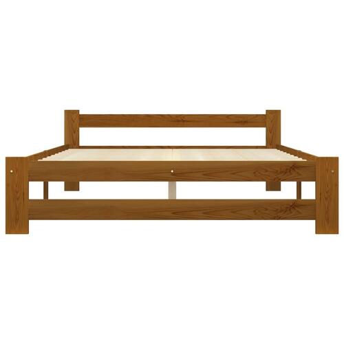 Sengeramme 160x200 cm massivt fyrretræ gyldenbrun