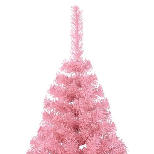Kunstigt halvt juletræ med juletræsfod 180 cm PVC pink (OUTLET A)