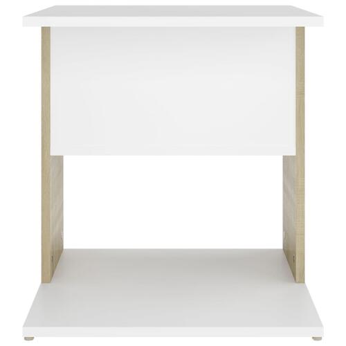 Sidebord 45x45x48 cm konstrueret træ hvid og sonoma-eg