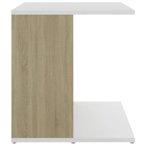 Sidebord 45x45x48 cm konstrueret træ hvid og sonoma-eg