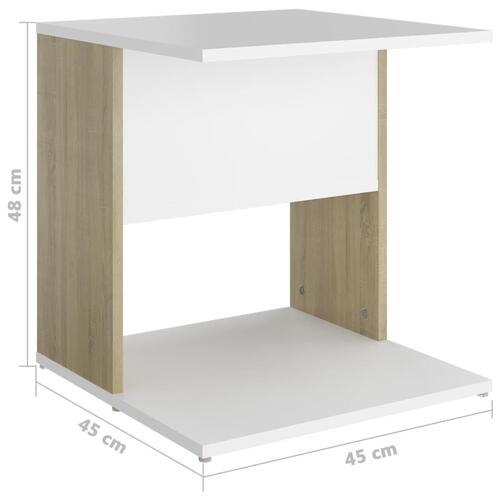 Sidebord 45x45x48 cm konstrueret træ hvid og sonoma-eg