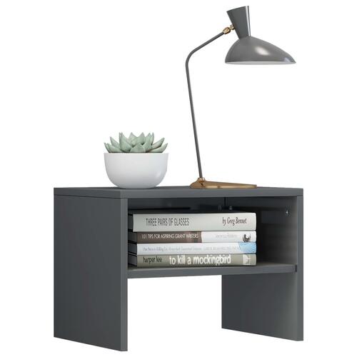 Sengeborde 2 stk. 40x30x30 cm konstrueret træ Grå højglans