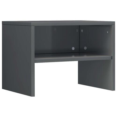 Sengeborde 2 stk. 40x30x30 cm konstrueret træ Grå højglans