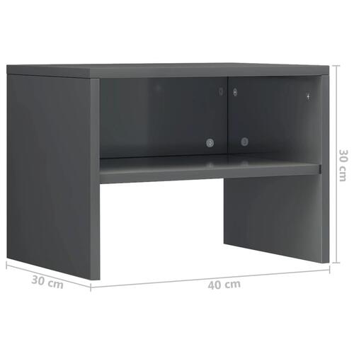 Sengeborde 2 stk. 40x30x30 cm konstrueret træ Grå højglans