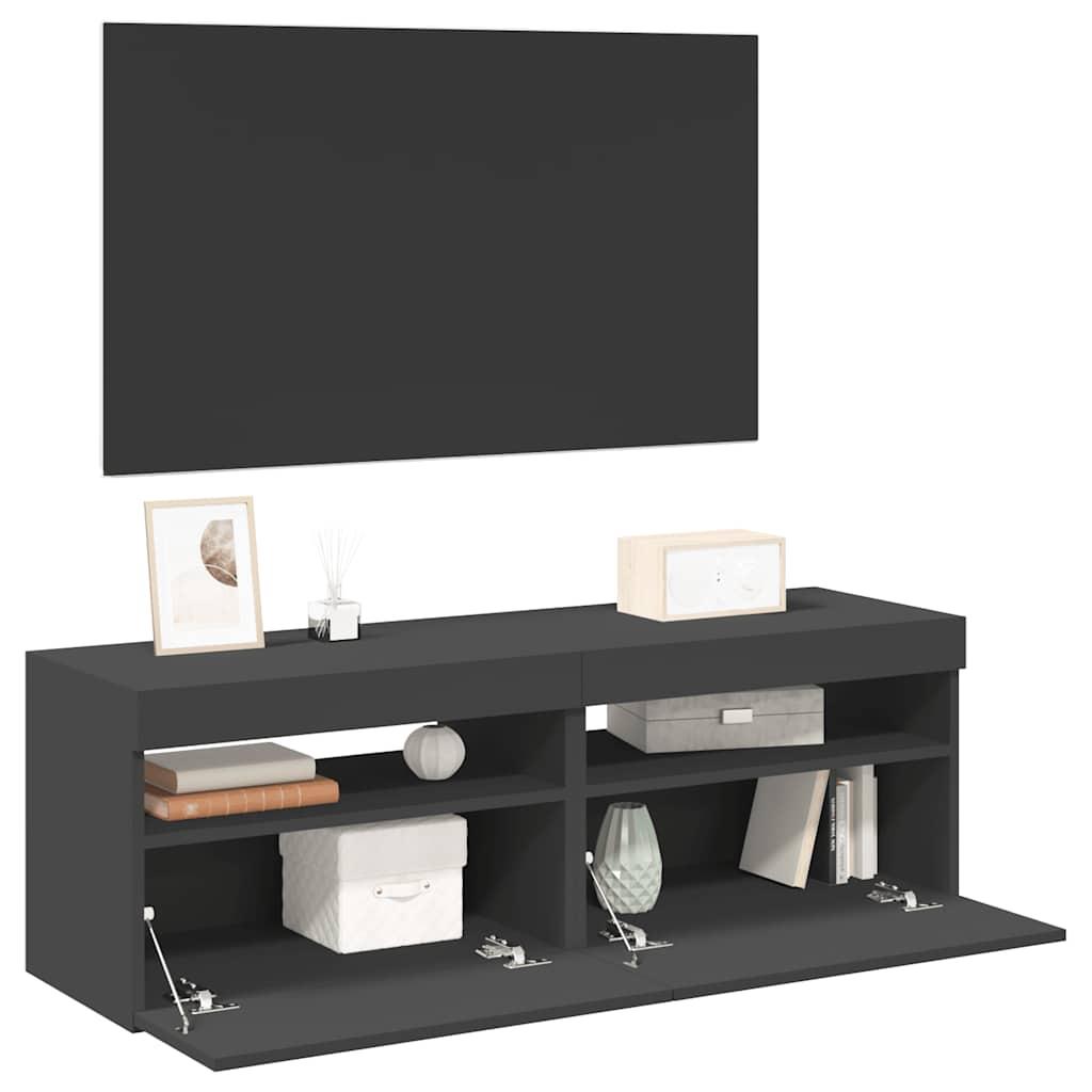 Tv-borde med LED-lys 2 stk. 60x35x40 cm grå