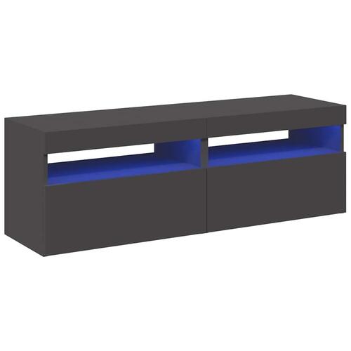Tv-borde med LED-lys 2 stk. 60x35x40 cm grå