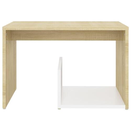Sidebord 59x36x38 cm konstrueret træ hvid og sonoma-eg