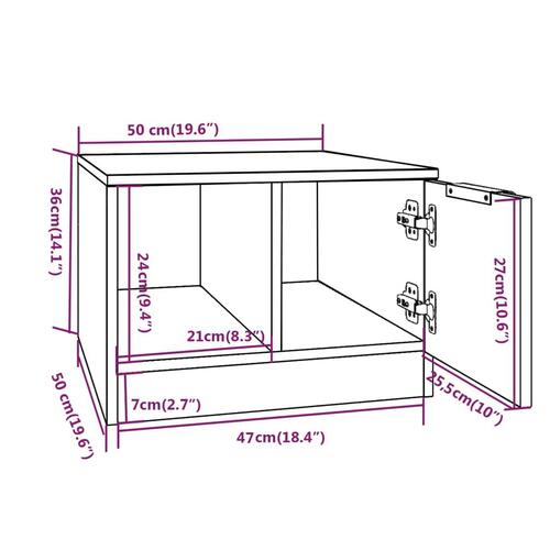 Sofabord 50x50x36 cm konstrueret træ hvid og sonoma-eg