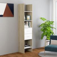 Bogreol 40x35x180 cm konstrueret træ hvid og sonoma-eg