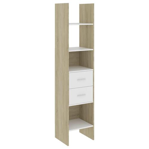 Bogreol 40x35x180 cm konstrueret træ hvid og sonoma-eg