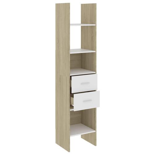Bogreol 40x35x180 cm konstrueret træ hvid og sonoma-eg