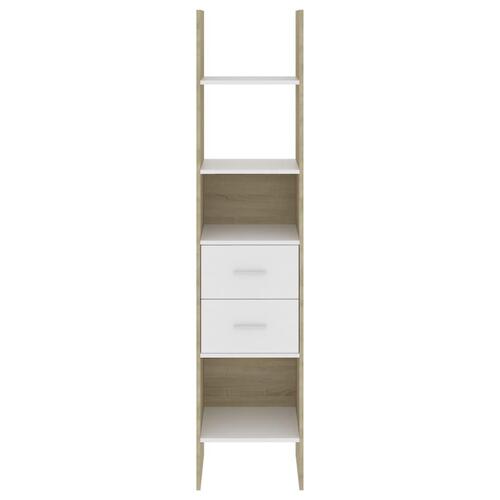 Bogreol 40x35x180 cm konstrueret træ hvid og sonoma-eg