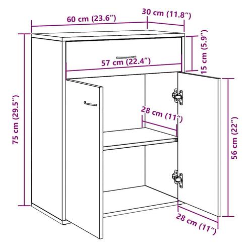 Skænk 60x30x75 cm konstrueret træ antikt træ