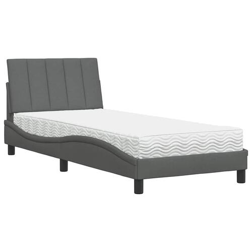 Seng med madras 90x200 cm stof mørkegrå