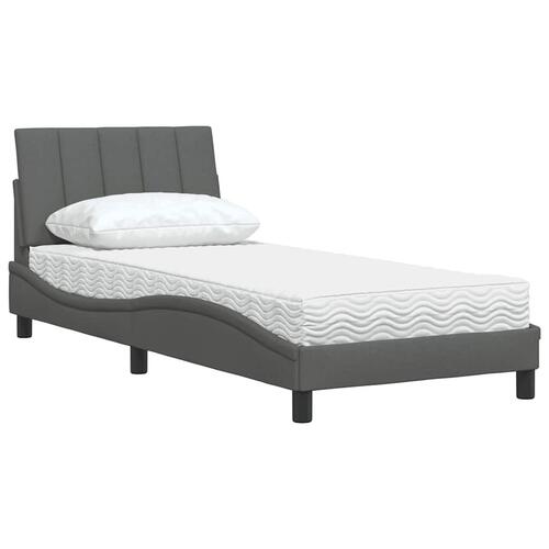 Seng med madras 90x200 cm stof mørkegrå