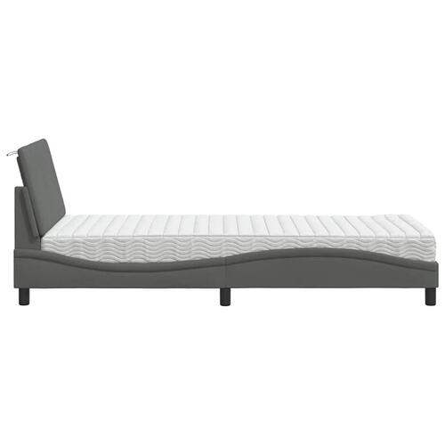 Seng med madras 90x200 cm stof mørkegrå