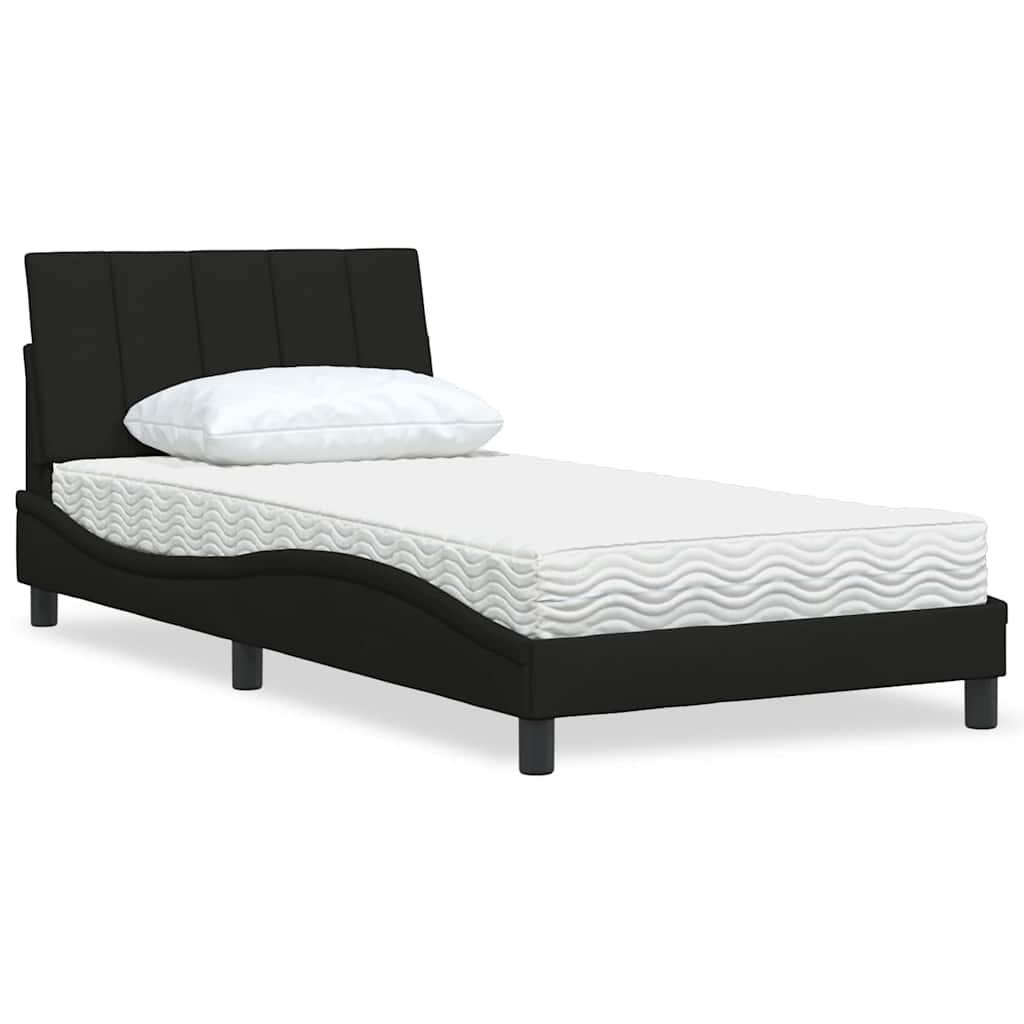 Seng med madras 100x200 cm stof sort