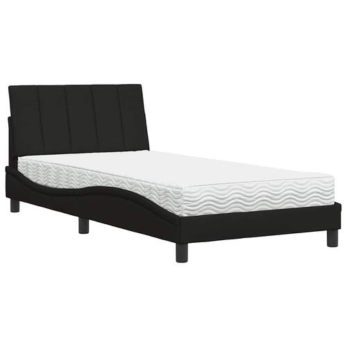 Seng med madras 100x200 cm stof sort
