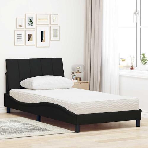 Seng med madras 100x200 cm stof sort