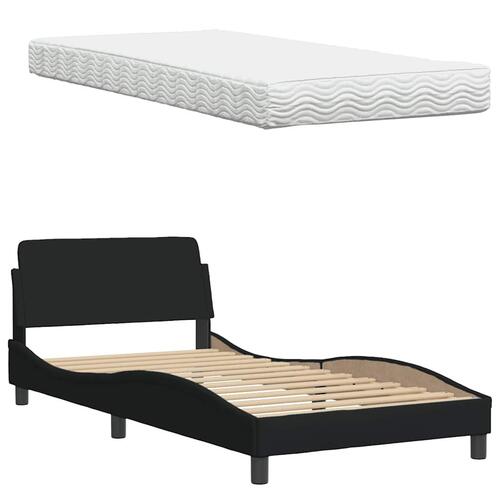Seng med madras 100x200 cm stof sort