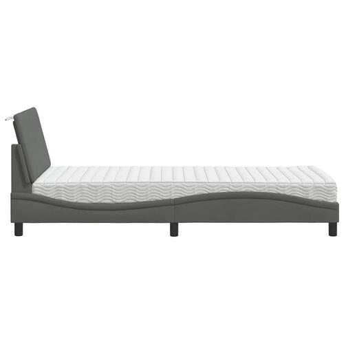 Seng med madras 90x190 cm stof mørkegrå
