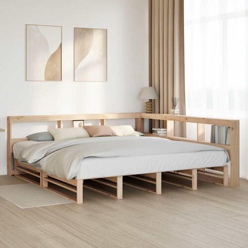 Seng med reol uden madras 180x200 cm massivt fyrretræ
