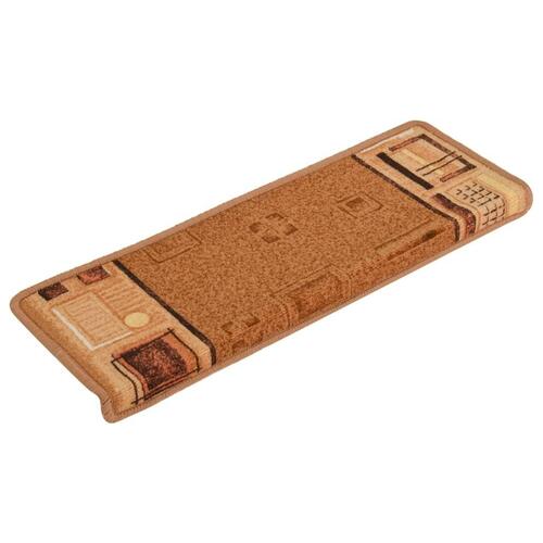15 stk. trappemåtter 65x21x4 cm selvklæbende beige