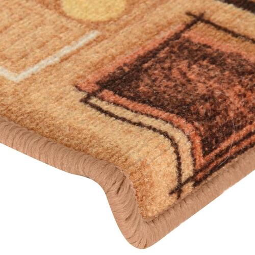 15 stk. trappemåtter 65x21x4 cm selvklæbende beige