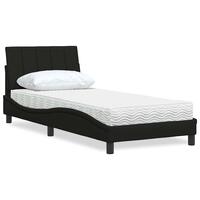 Seng med madras 90x190 cm stof sort