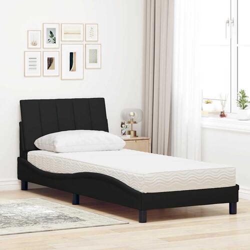 Seng med madras 90x190 cm stof sort