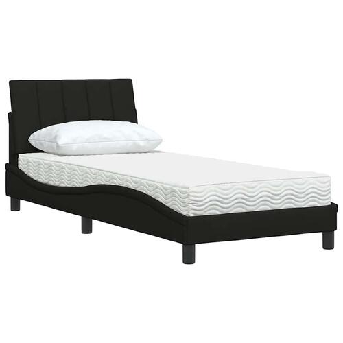 Seng med madras 90x190 cm stof sort