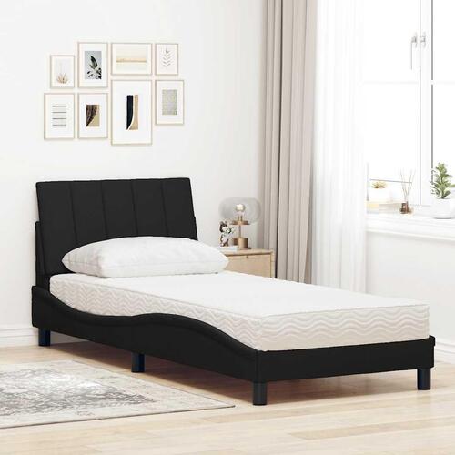 Seng med madras 90x200 cm stof sort