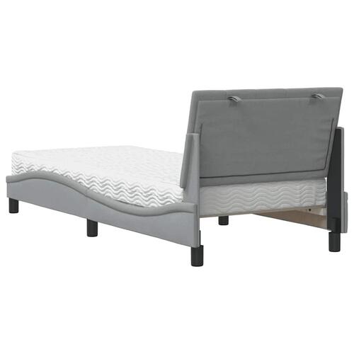 Seng med madras 90x190 cm stof lysegrå