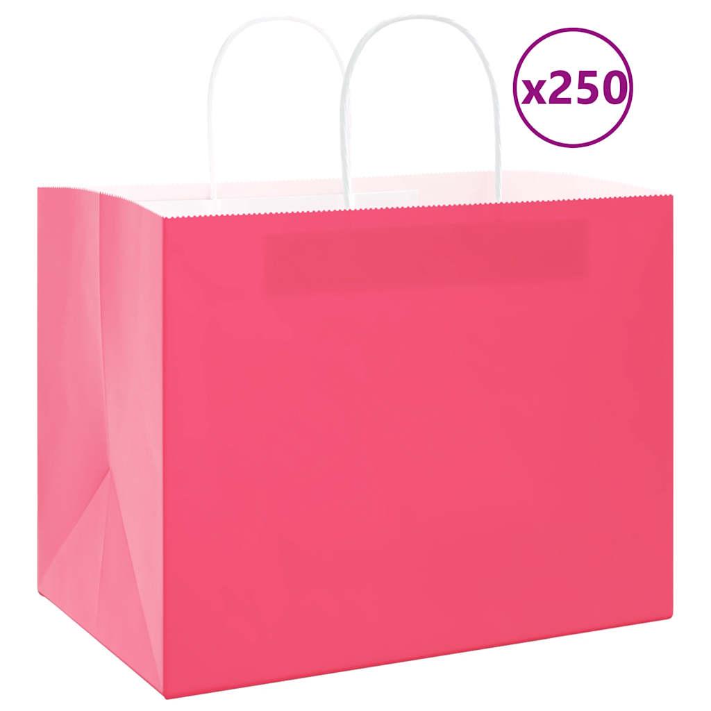 Papirposer 250 stk. med håndtag 32x22x24 cm lyserød billede