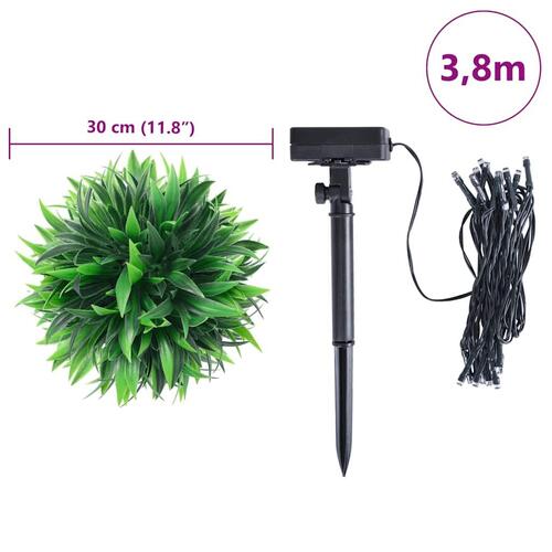 Kunstige buksbomkugler med LED-lys 2 stk Grøn 30 cm