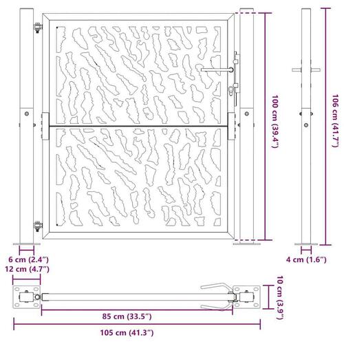 Havelåge 105x105 cm cortenstål spor design