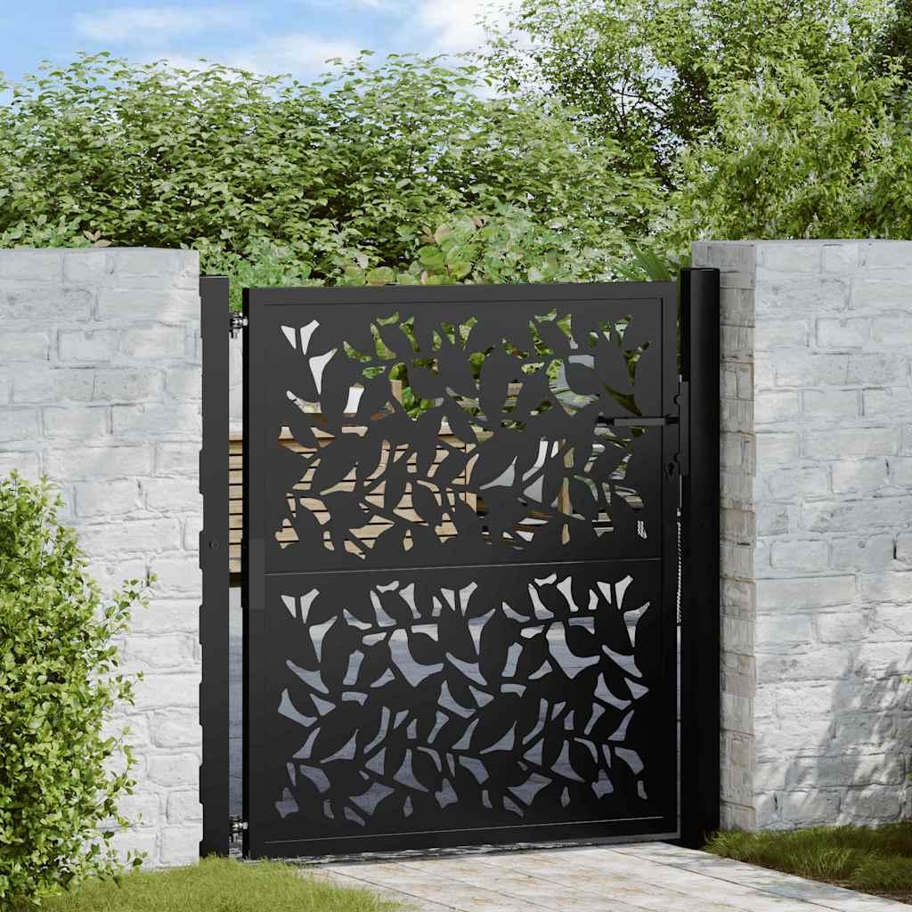 Havelåge 105x106 cm stål bladdesign sort billede