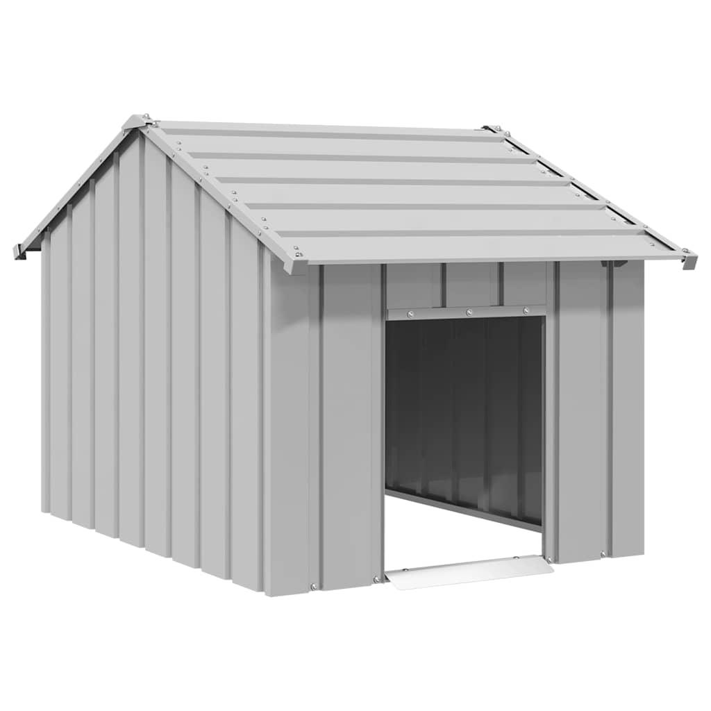 Hundehus med tag i galvaniseret stål - 83 × 130 × 85 cm, grå billede
