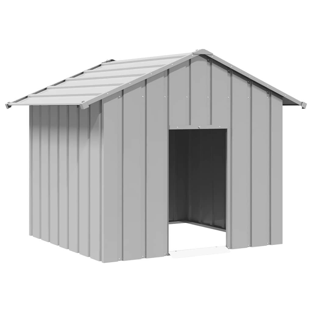Hundehus med tag i galvaniseret stål - 131 x 101 x 102 cm, grå billede