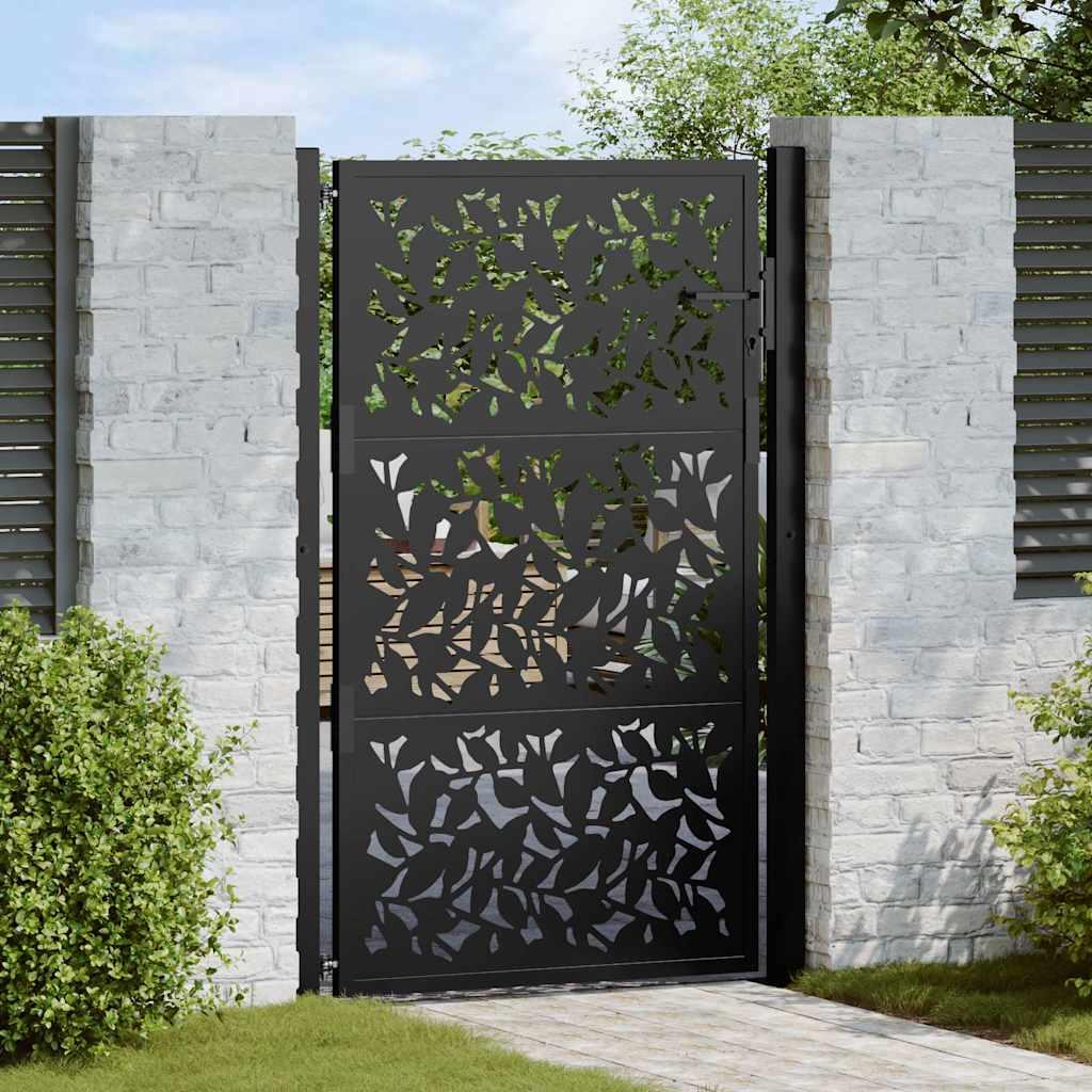 Havelåge 105x155 cm stål bladdesign sort