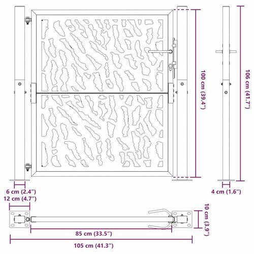 Havelåge 105x106 cm stål spor design sort