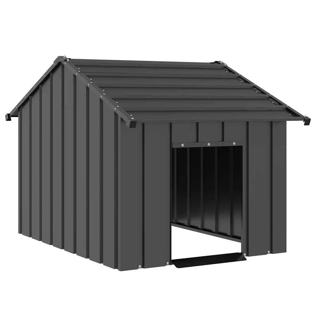 Hundehus med tag - 83 × 130 × 85 cm i galvaniseret stål, antracitgrå billede