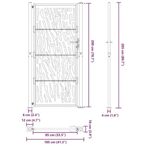 Havelåge 105x205 cm stål spor design sort