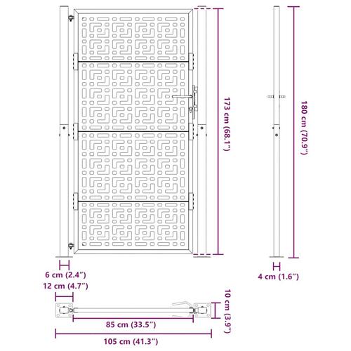 Havelåge 105x180 cm stål krydsdesign sort