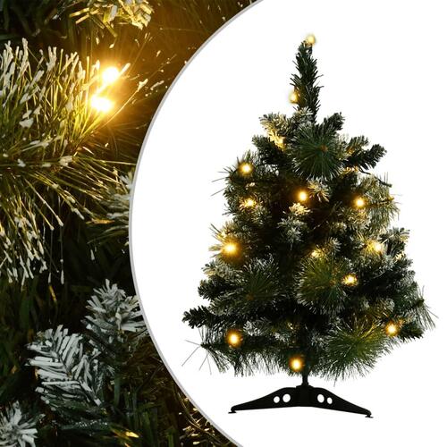 Kunstigt juletræ med lys og juletræsfod 60 cm grøn (OUTLET A)